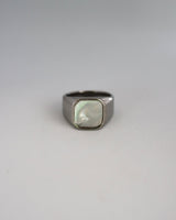 white square shell ring