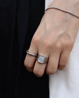 white square shell ring