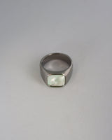 white square shell ring