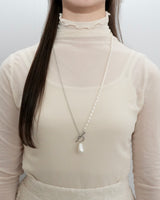 Baroque perl × metal long necklace