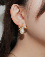 ribbon pearl earring