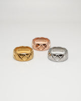 Quilted Pattern Wide Ring(stainless steel)