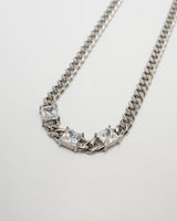 square stone curb chain necklace(stainless steel)
