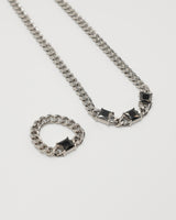 square stone curb chain necklace(stainless steel)