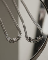 square stone curb chain necklace(stainless steel)