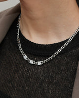 square stone curb chain necklace(stainless steel)