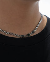 square stone curb chain necklace(stainless steel)