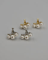 3pearl curve pierce & earring