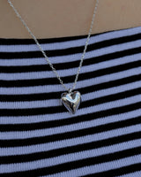shiny heart long necklace
