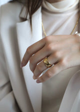 Quilted Pattern Wide Ring(stainless steel)