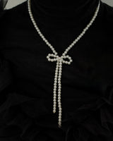 pearl ribbon long necklace