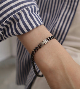 flat chain black stainless bracelet（stainless steel）