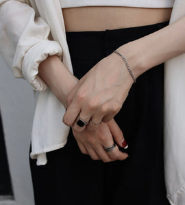 black square signet stainless ring（stainless steel）