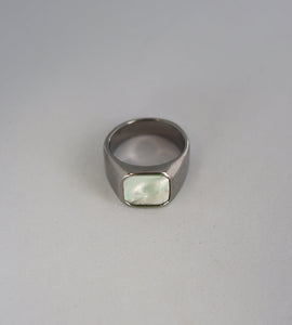 white square shell ring