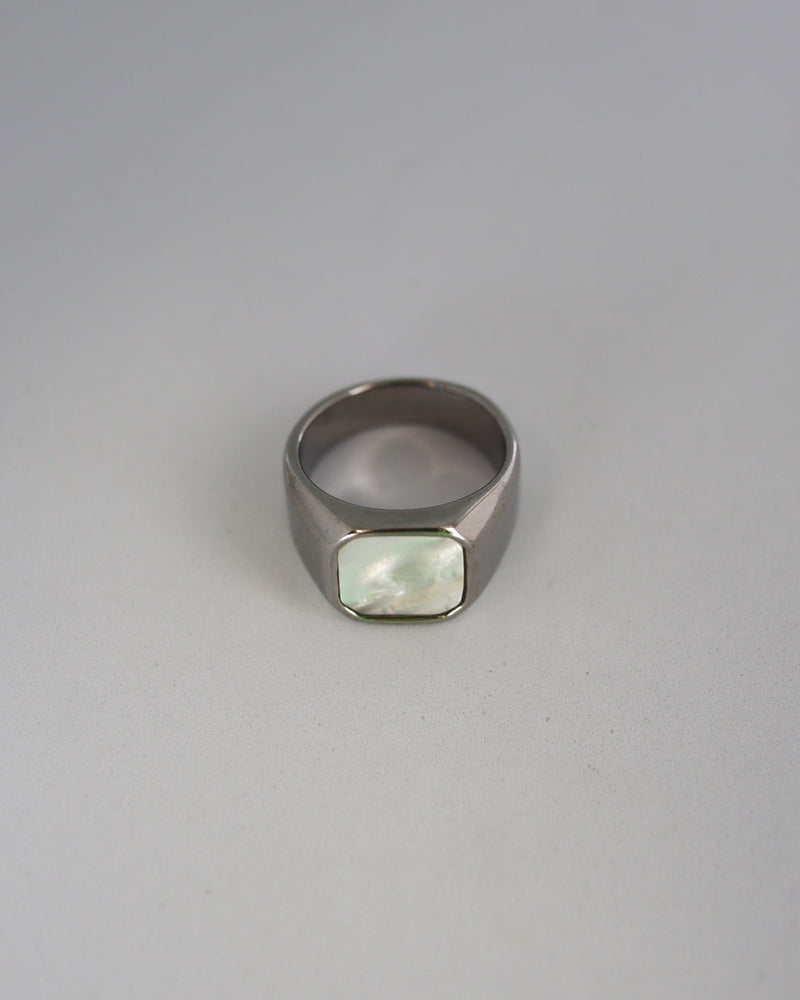 white square shell ring