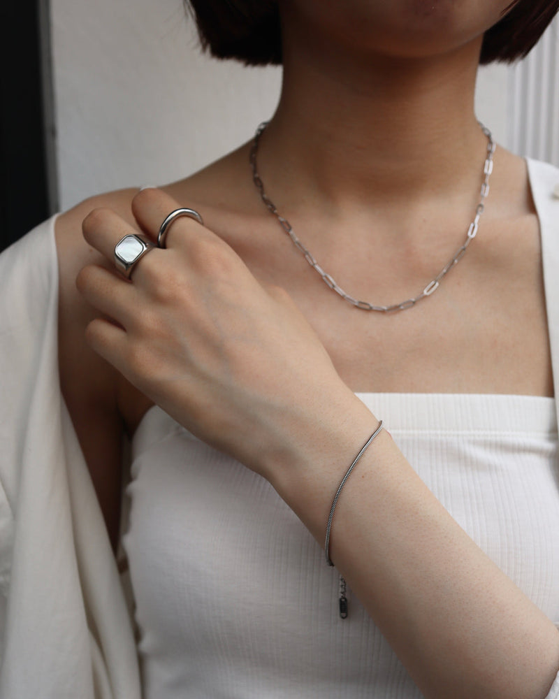 white square shell ring