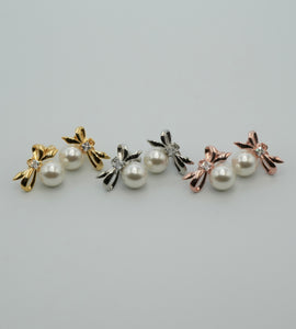 ribbon pearl earring