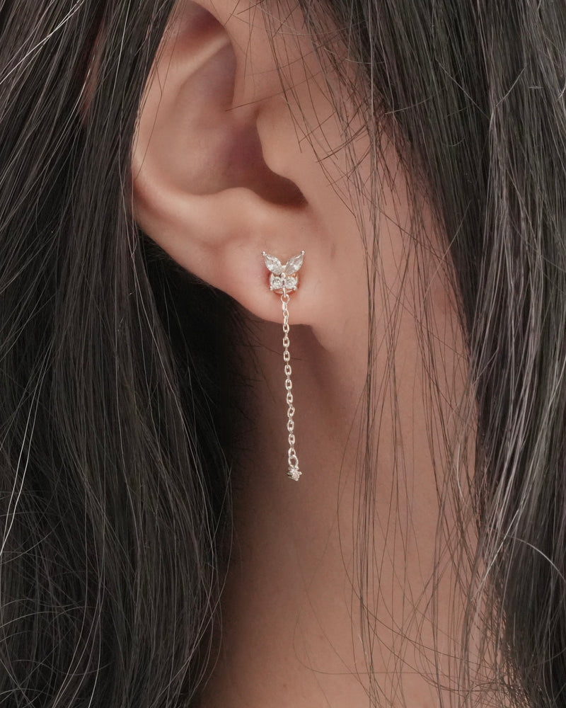 butterfly chain magnetic earring