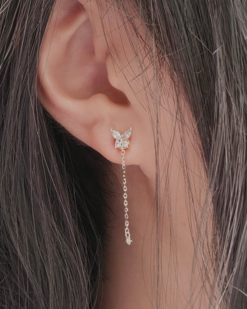 butterfly chain magnetic earring