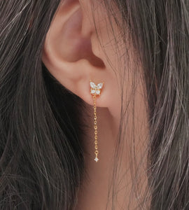 butterfly chain magnetic earring