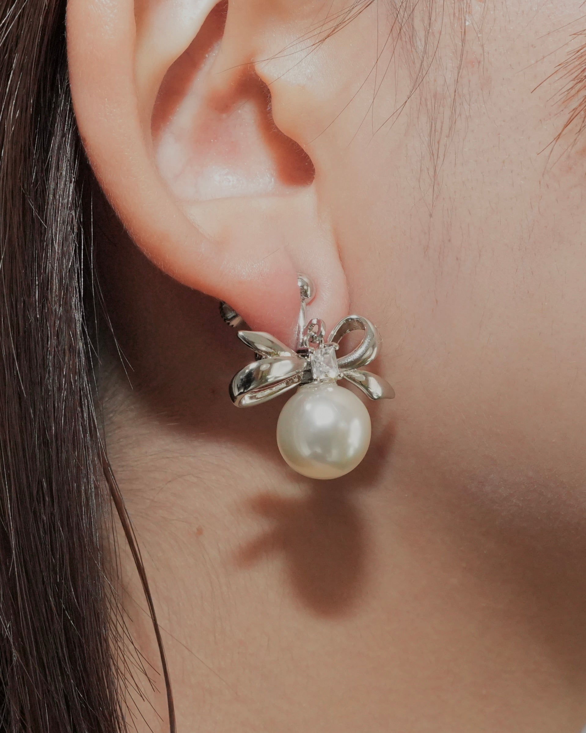 ribbon pearl earring - beller