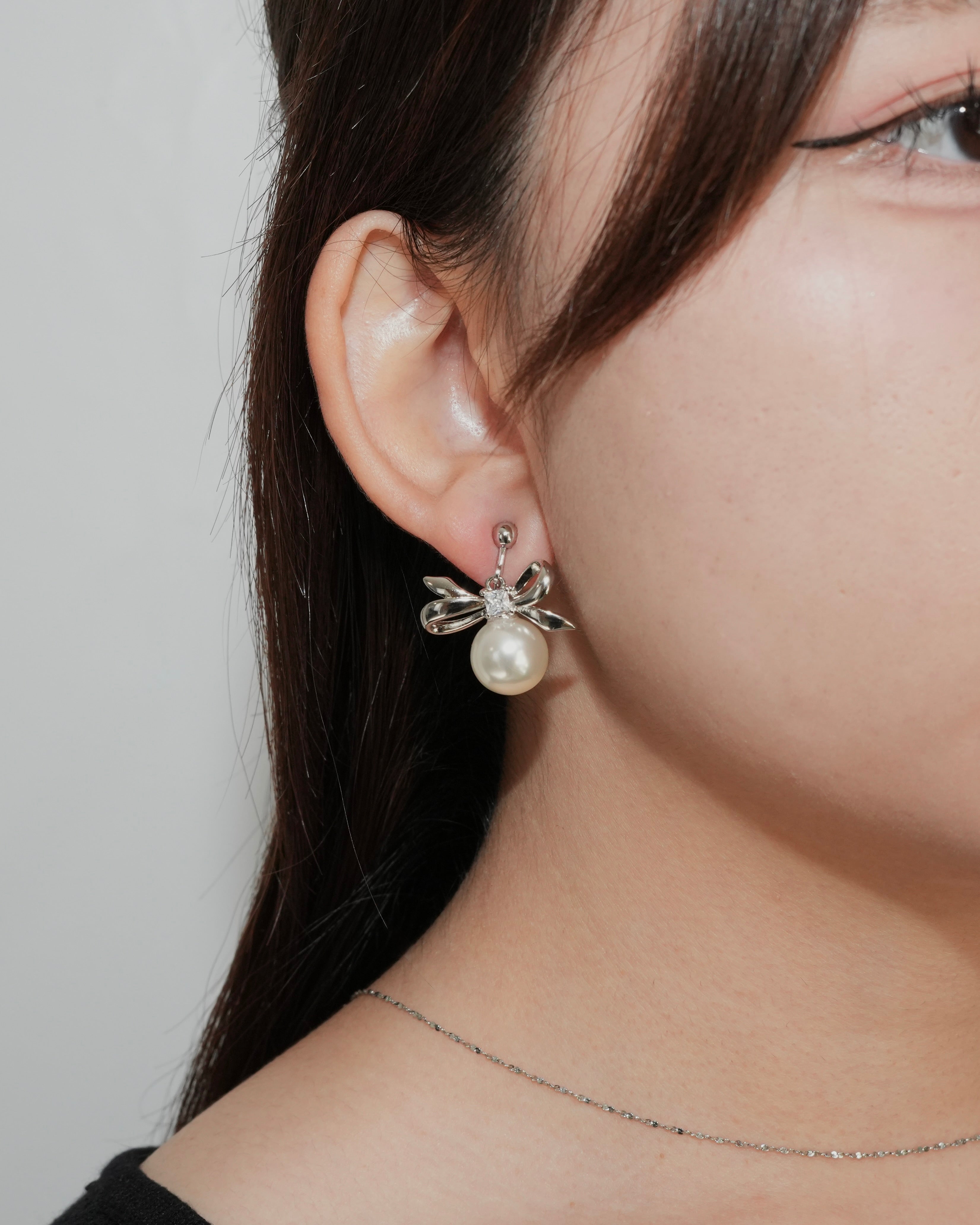ribbon pearl earring - beller
