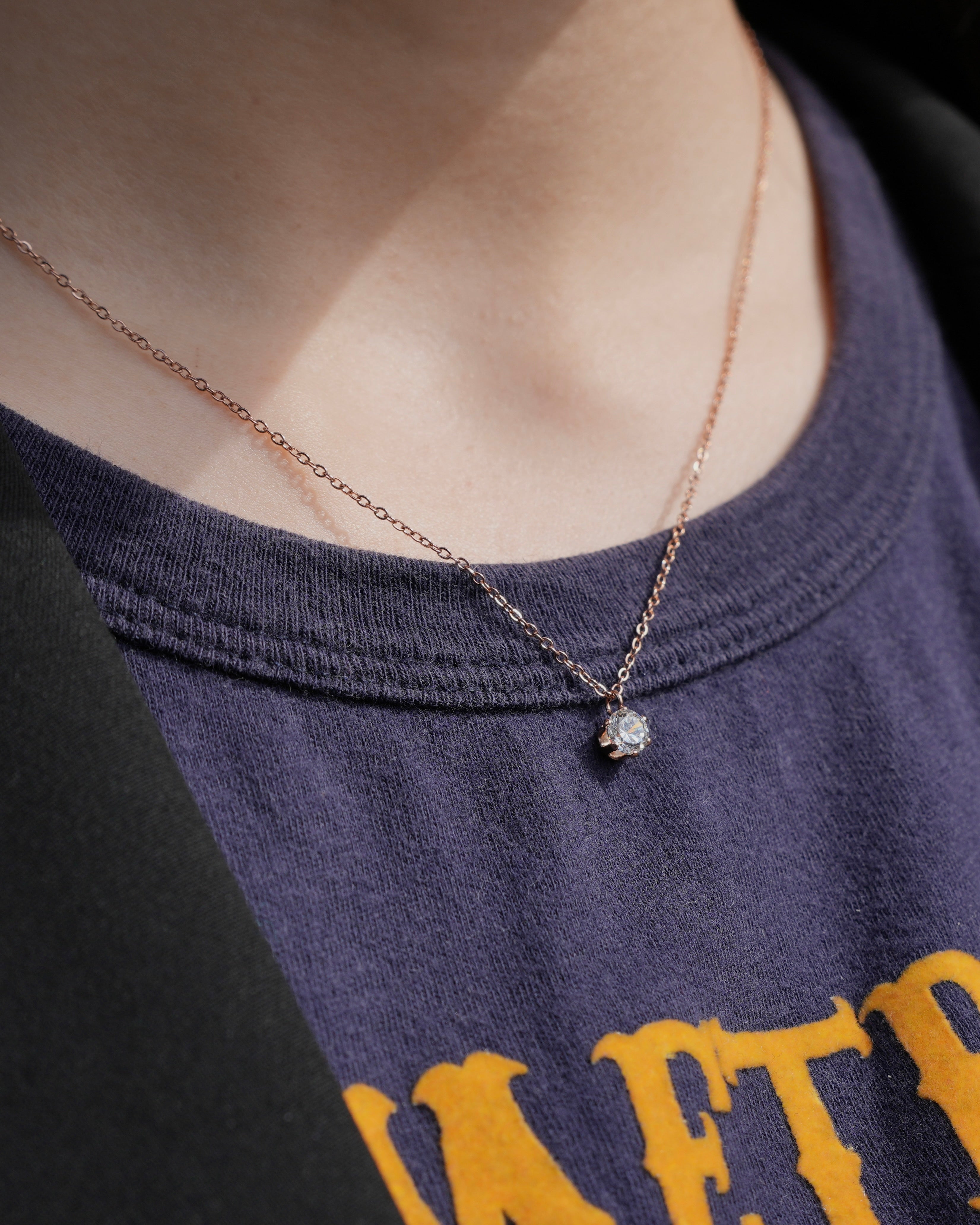 solitaire drop stainless necklace (stainless steel) – beller