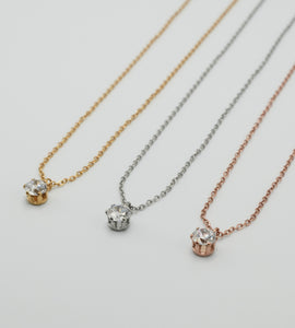 solitaire drop stainless necklace (stainless steel)