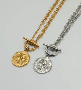 coin toggle stainless necklace