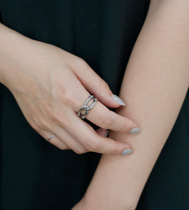 double line knot silver ring(stainless steel)