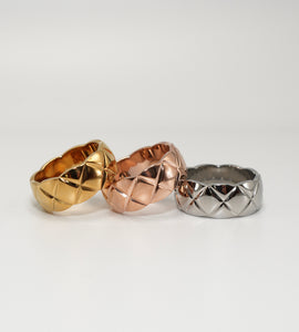 quilted pattern wide ring(stainless steel)