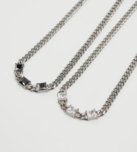 square stone curb chain necklace(stainless steel)