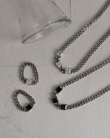 square stone curb chain necklace(stainless steel)