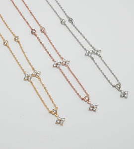 flower cubic station necklace(stainless steel)