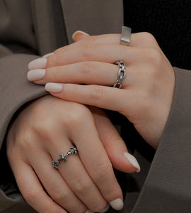 matte square signet ring(stainless steel)