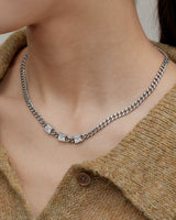 square stone curb chain necklace(stainless steel)