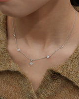 flower cubic station necklace(stainless steel)