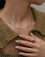 flower cubic station necklace(stainless steel)