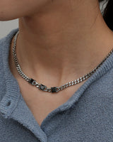 square stone curb chain necklace(stainless steel)