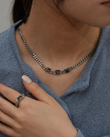 square stone curb chain necklace(stainless steel)