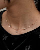 flower cubic station necklace(stainless steel)