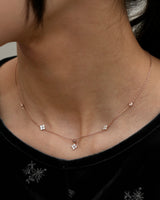 flower cubic station necklace(stainless steel)