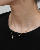flower cubic station necklace(stainless steel)