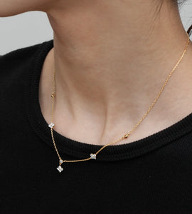 flower cubic station necklace(stainless steel)