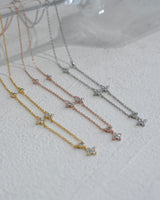 flower cubic station necklace(stainless steel)