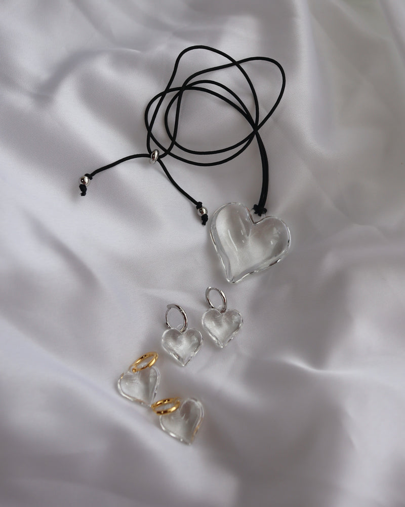 clear heart necklace
