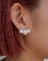 3pearl curve pierce & earring