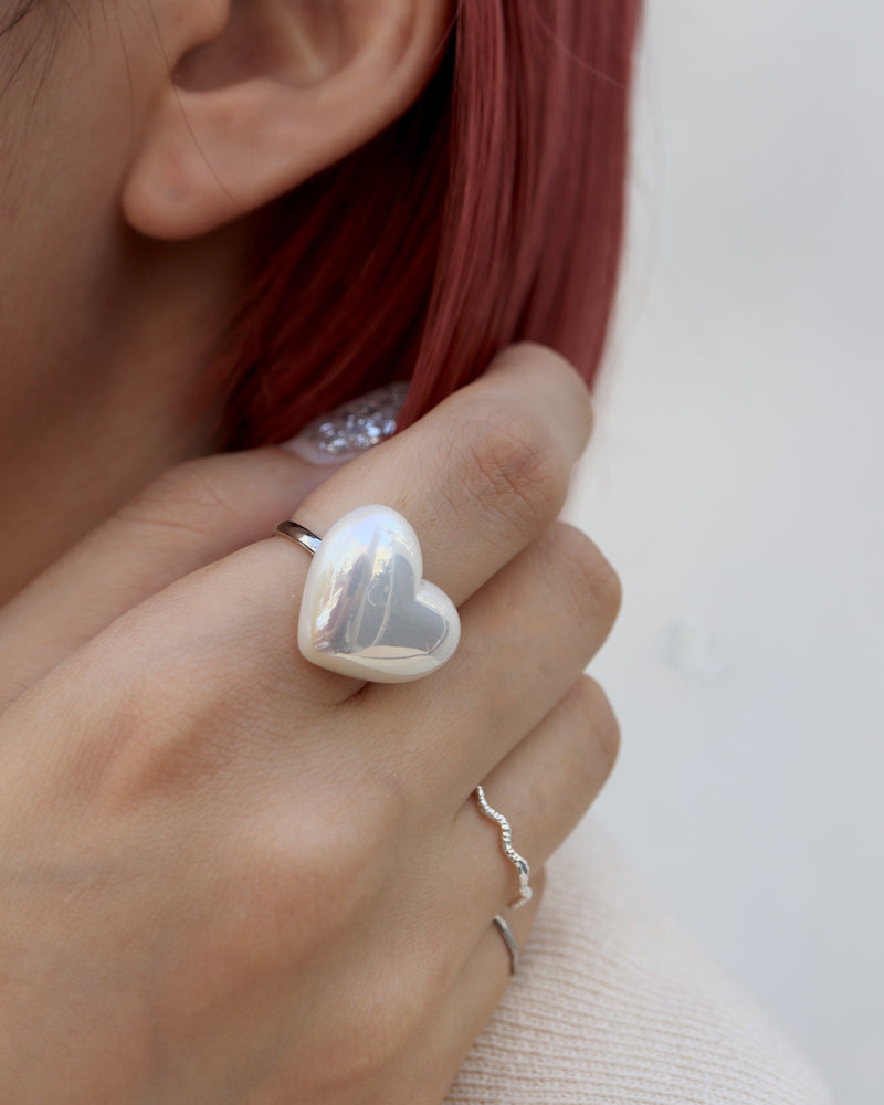 heart pearl ring
