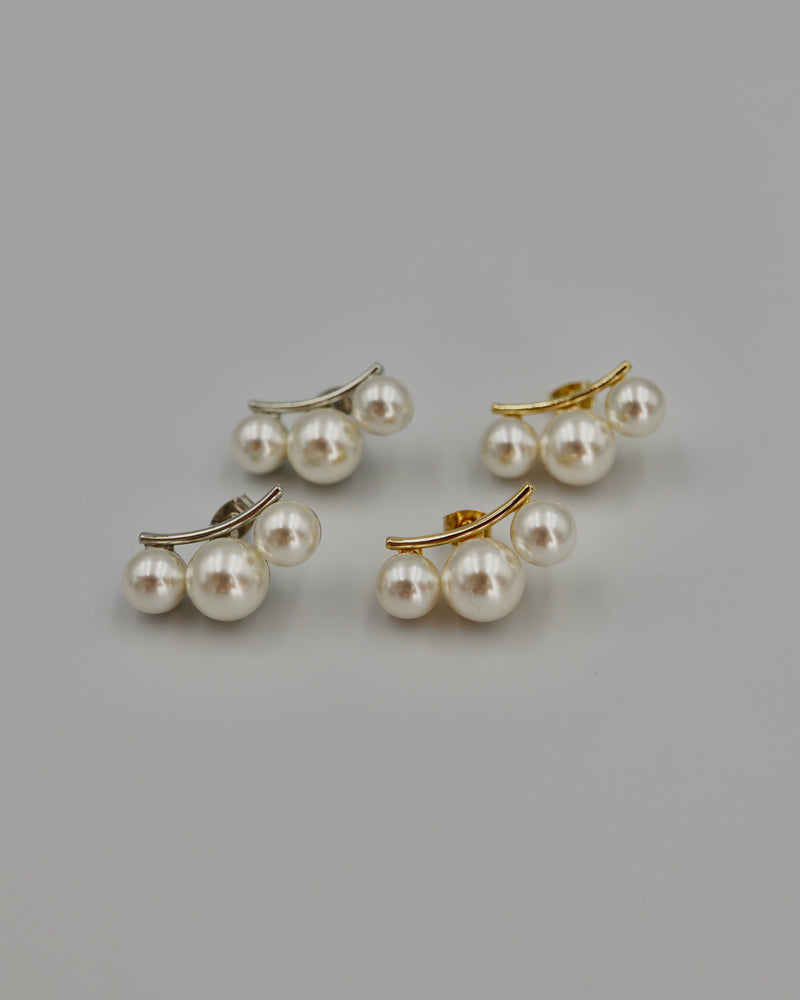 3pearl curve pierce & earring