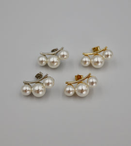 3pearl curve pierce & earring